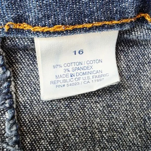 VINTAGE Old Navy Denim Mini Skirt Size 16 Blue Stretch Classic Y2K Casual 90s - Picture 9 of 12